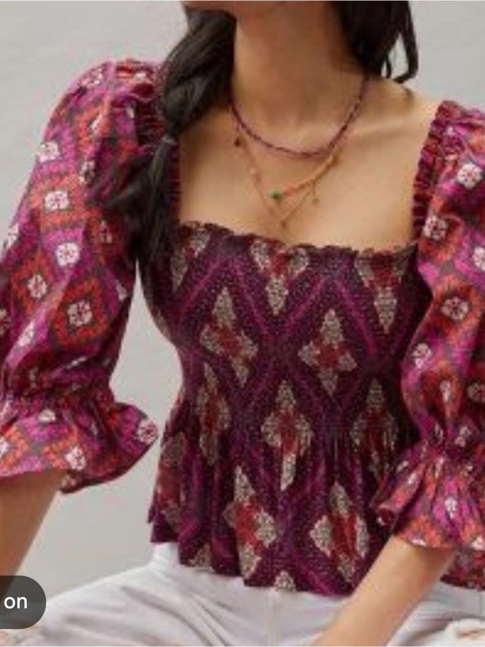 Anthropologie Sweetheart Blouse “Red Motif”